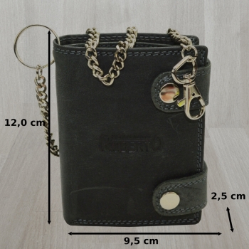Leder Portemonnaie mit Kette Glattleder Design Roberto mit RFID Schutz